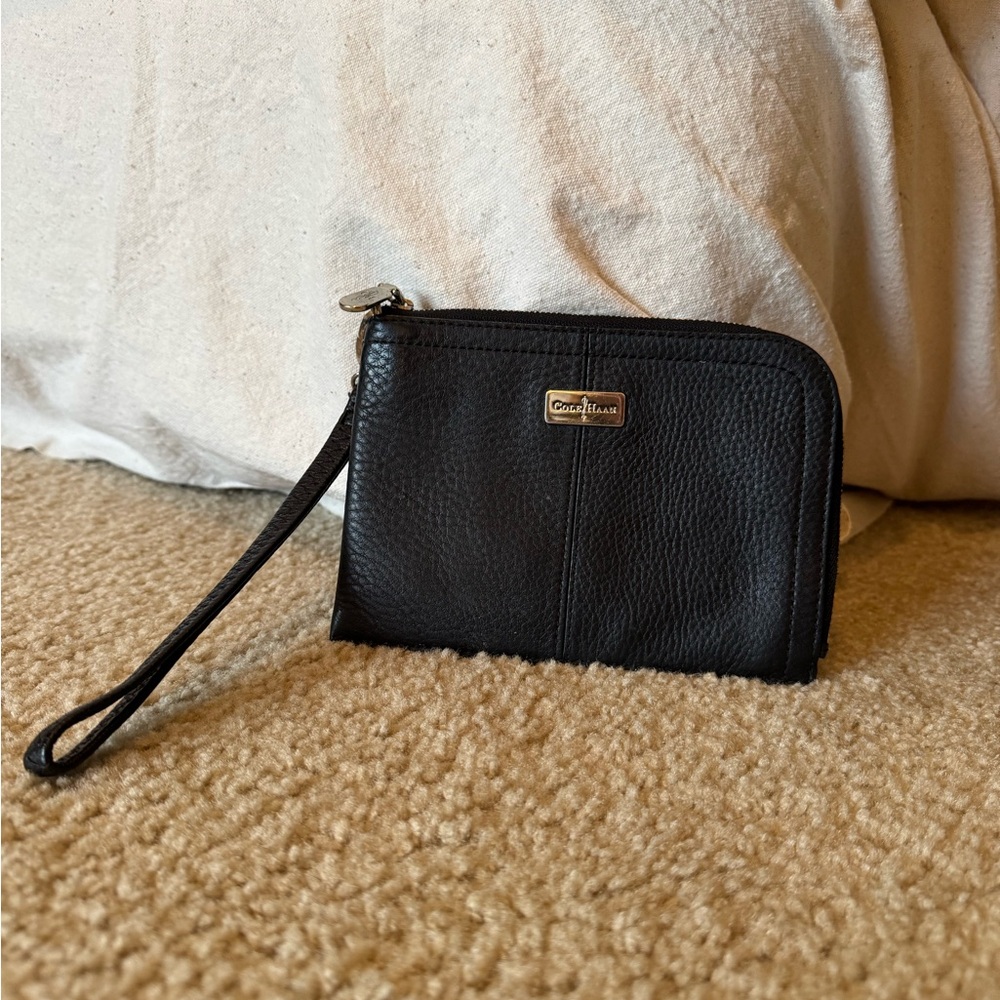 Cole Haan Elegant Black Leather Wristlet